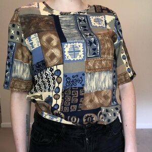 Patchwork Print Women's Top